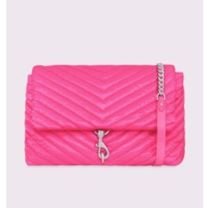 Rebecca Minkoff Edie Nylon Jumbo Flap Shoulder Bag Hot Pink